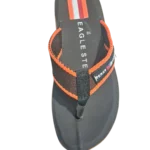 Men’s Brown & Orange Webbing Strap Flip Flops — Soft Cushion Sole