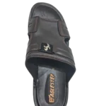Men’s Brown Slide Slippers with Silver Buckle — Padded Comfort