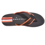 Men’s Brown & Orange Webbing Strap Flip Flops — Soft Cushion Sole