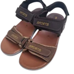 Men’s Premium Brown Double Strap Sports Sandals – Adjustable Velcro
