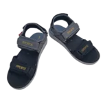 Men’s Black & Grey Double Strap Casual Sports Sandals – Adjustable Velcro