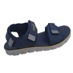 Men’s Navy Blue Double Strap Sports Sandals with Yellow Trim – Adjustable Velcro
