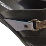 Men’s Black Toe-Post Chappal with Grey Buckle Strap — Breathable Design