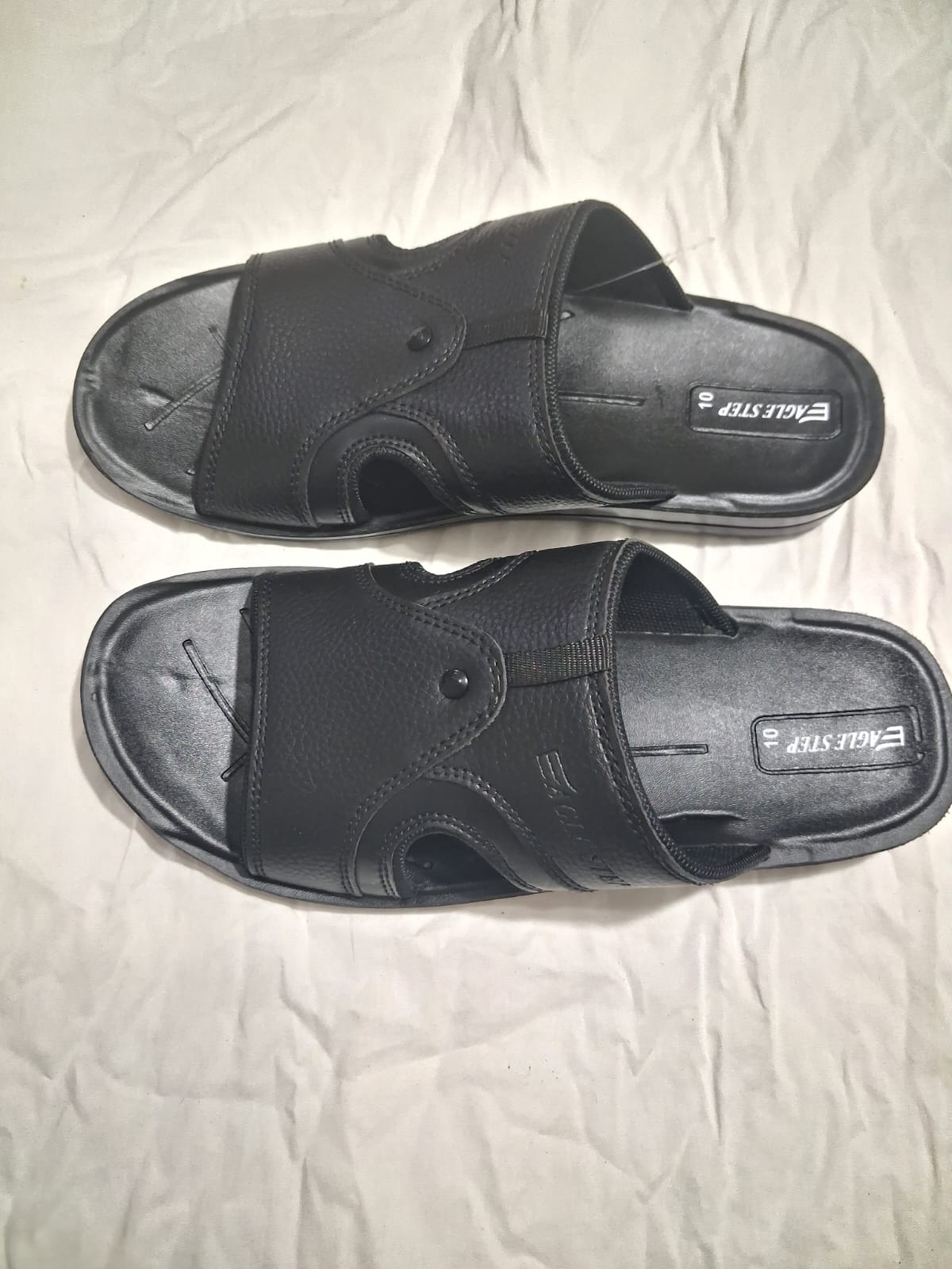 Eagle Step Men's Black Stitched Slides