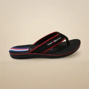 Men's Brown & Red Webbing Strap Flip Flops — Soft Cushion Sole