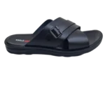 Men’s black Cross-Strap Slides with Buckle Detail