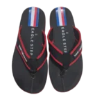 Men’s Brown & Red Webbing Strap Flip Flops — Soft Cushion Sole