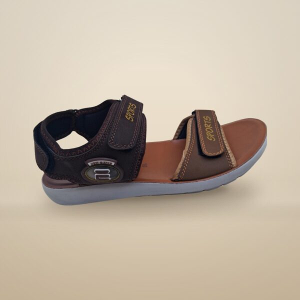 Men's Premium Brown Double Strap Sports Sandals - Adjustable Velcro