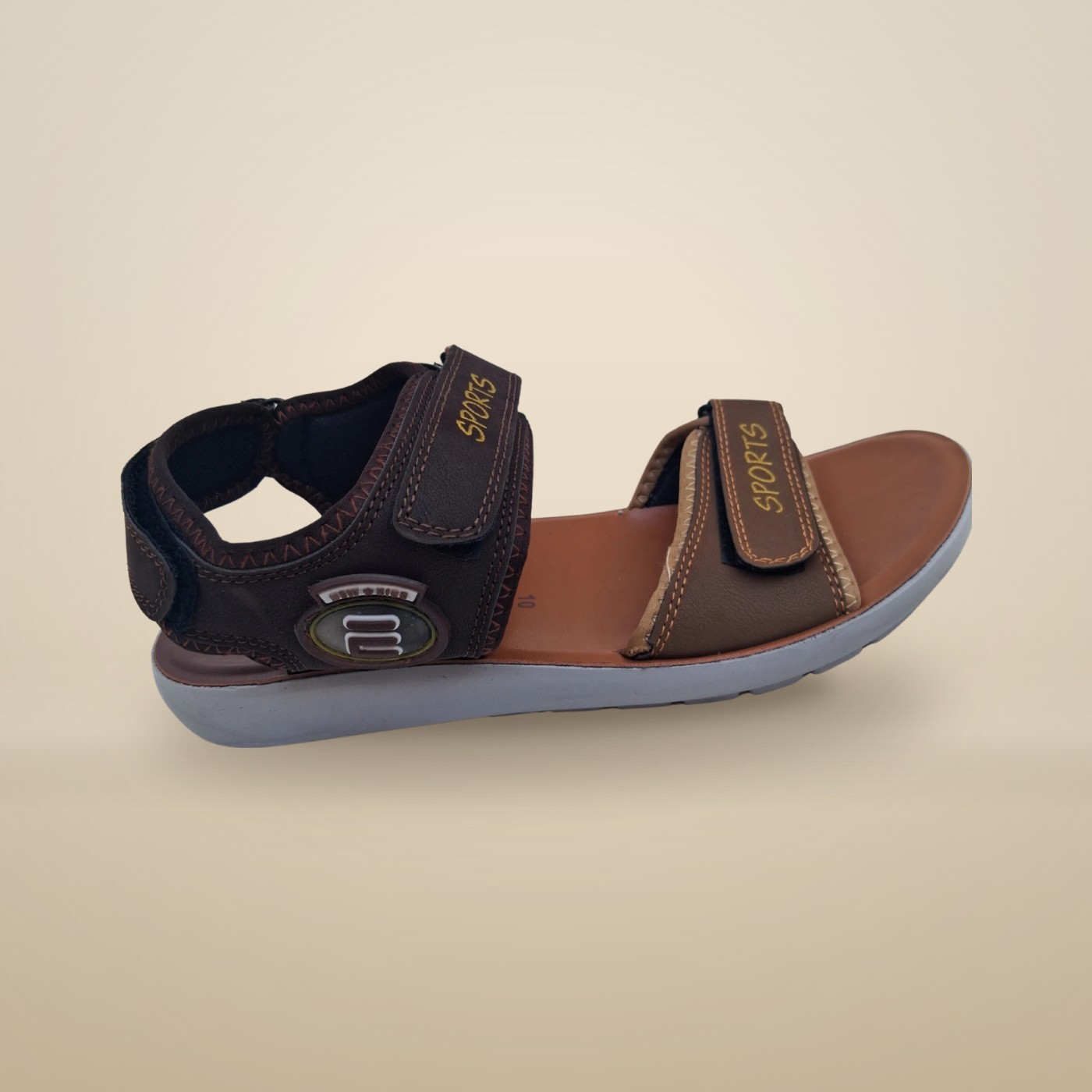 Men's Premium Brown Double Strap Sports Sandals - Adjustable Velcro