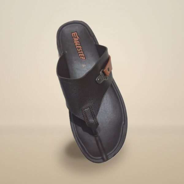 Men's Dark Brown Toe-Post Chappal with Tan Accent Strap
